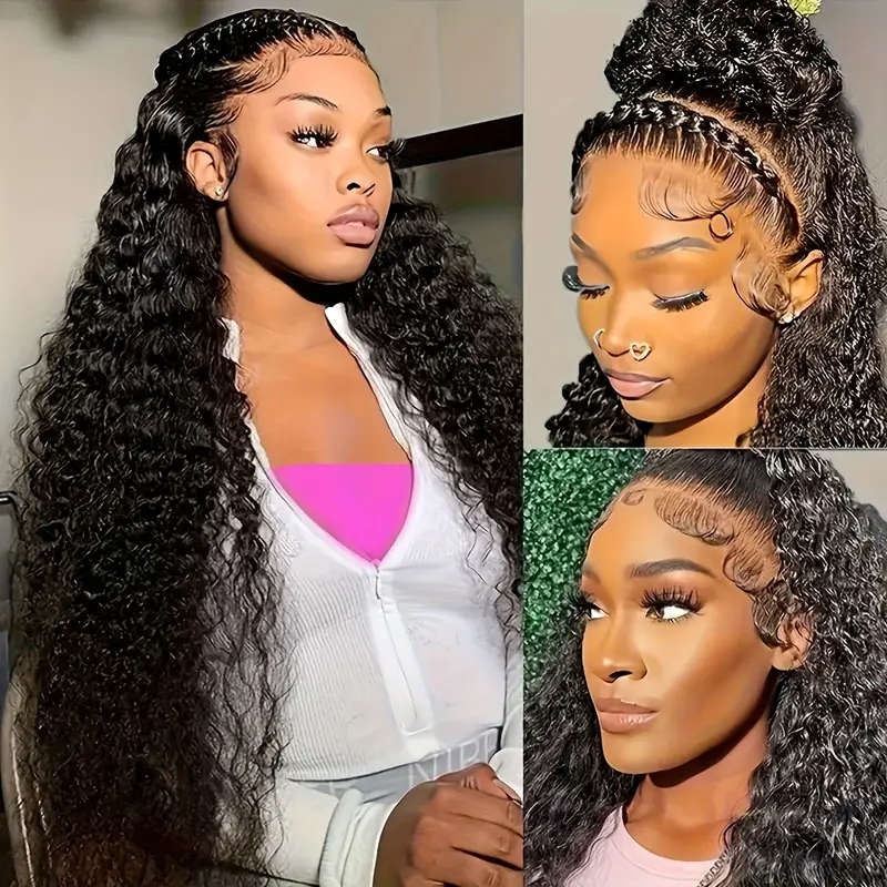 High Density 200% Water Ripple Black Lace Front Wig