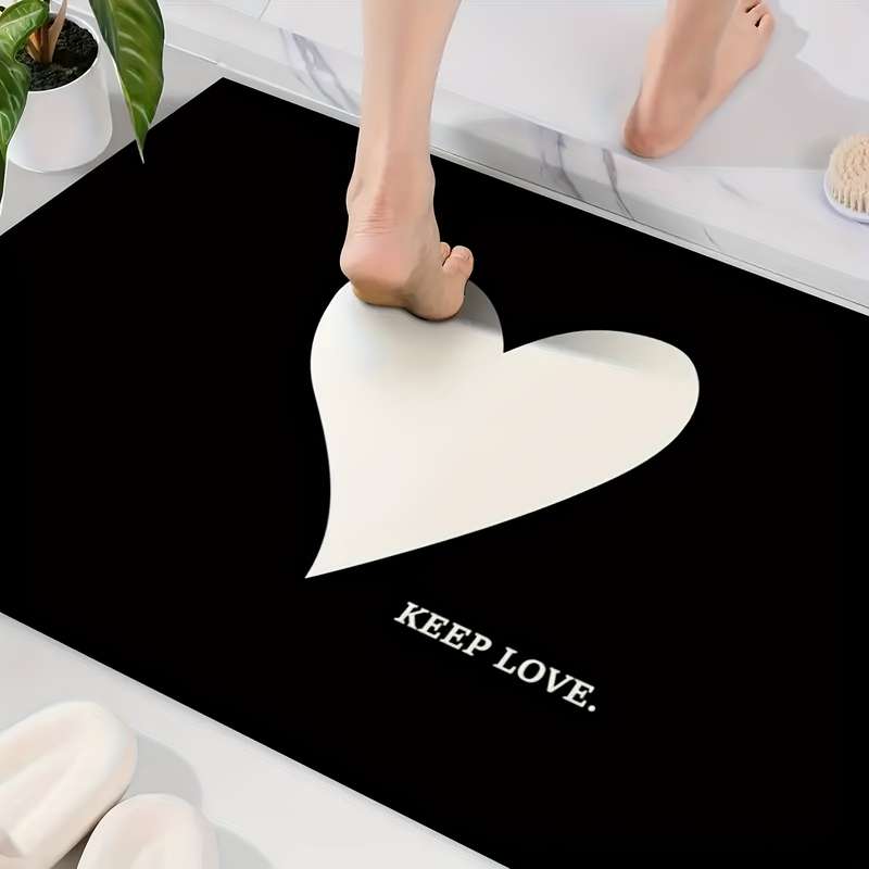 1Pc White Heart 40x60cm 15.7x23.6inch Floor Mat