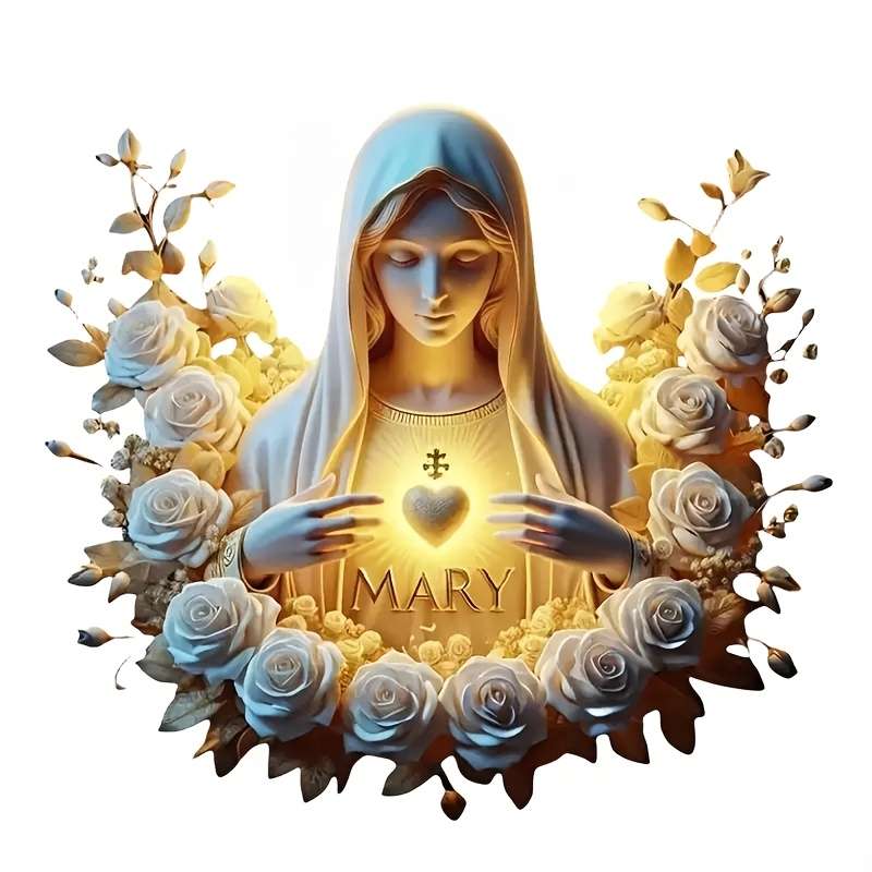 1pc Virgin Mary Illumination   14cm  5.5inx13cm  5.1in Jesus Christian Themed Stickers