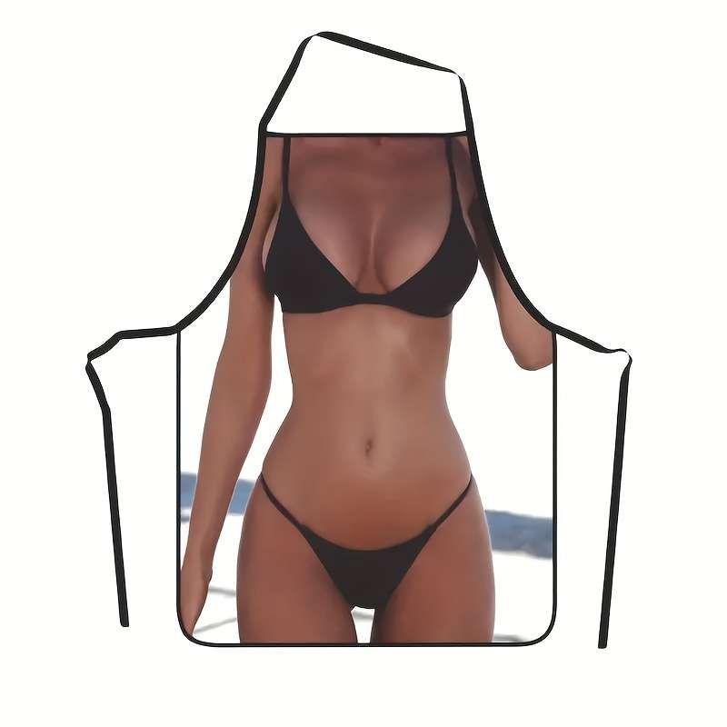 1 Fun Body Print Apron Sexy Bikini Design Durable Polyester 59.94x80.01 cm Ideal for Cook