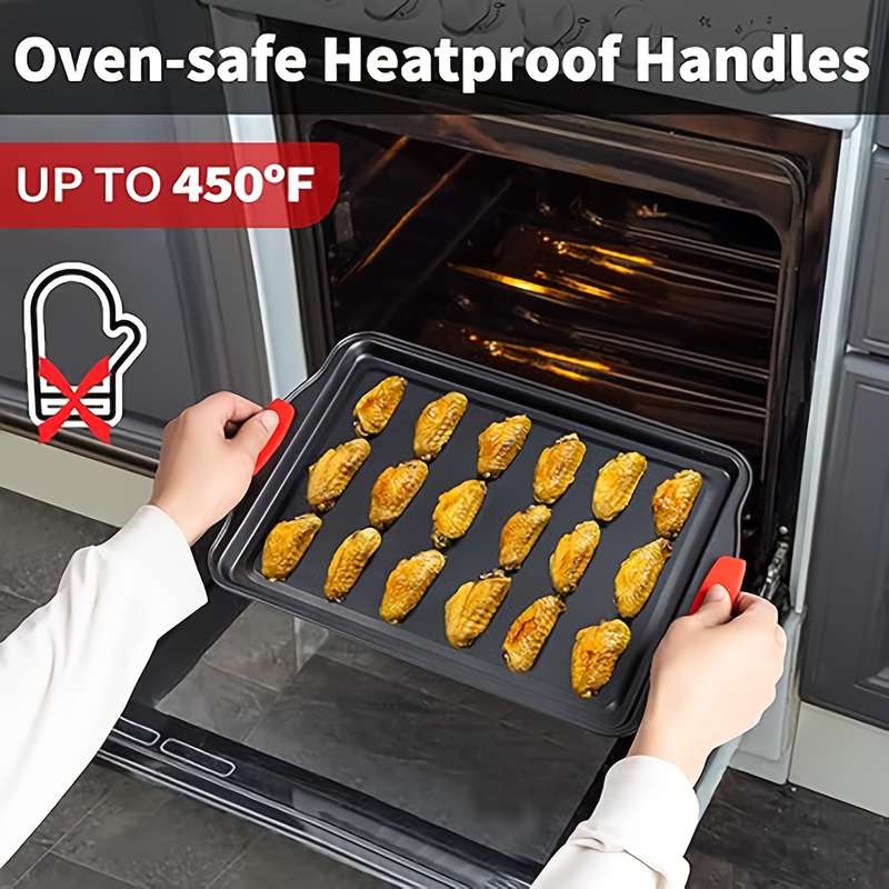 3-Piece Premium Non-Stick Metal Bakeware Set Durable Carbon Steel Heat Resistant Easy-Relea