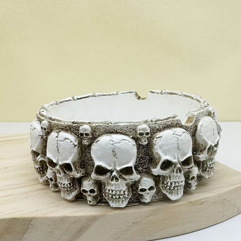 1pc Modern Round Skull Resin Craft Ornament Halloween Ghost Festival Atmosphere Decor No Elec