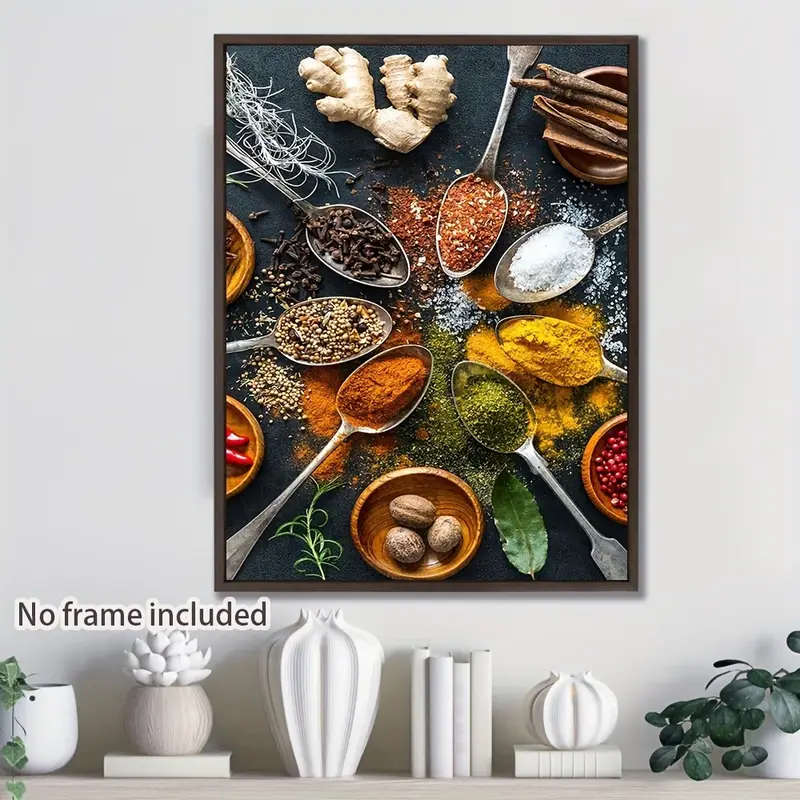 1pc Chic Spoon Dressing Canvas Art Print Frameless Oil Painting Poster for Living Room Bedroom Offic