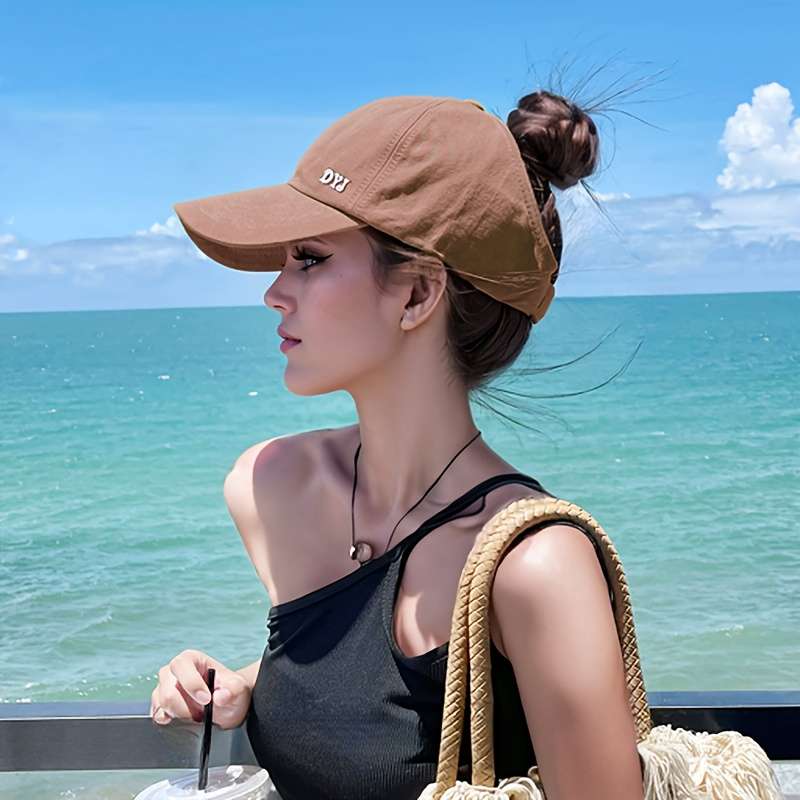 1pc Women's casual and versatile baseball cap with open top letter embroidery on the front of the