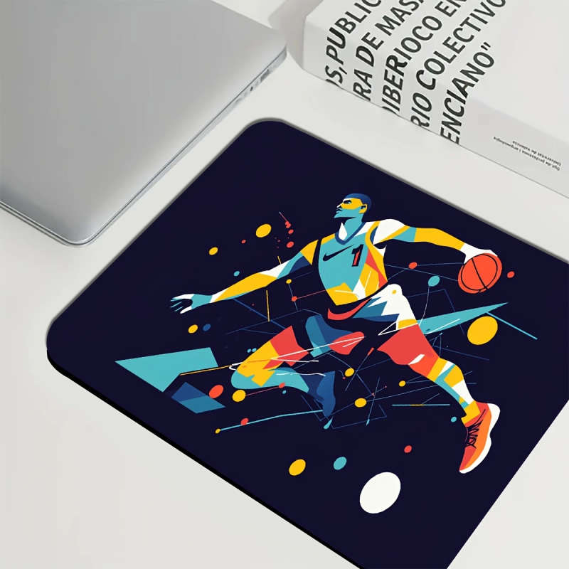 1pc 21x26cm Basketball Player Dynamic Illustration Gaming Mouse Pad Non-Slip Waterproof Washable