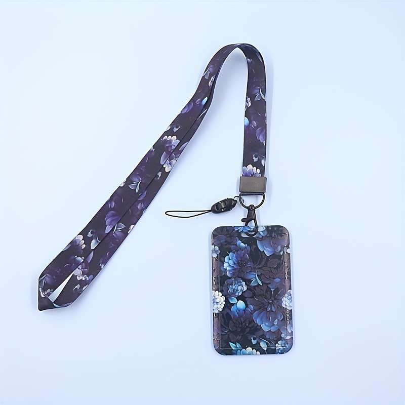 1pc Floral Patterned ID Card Holder Inspired Design Durable Plastic Material
