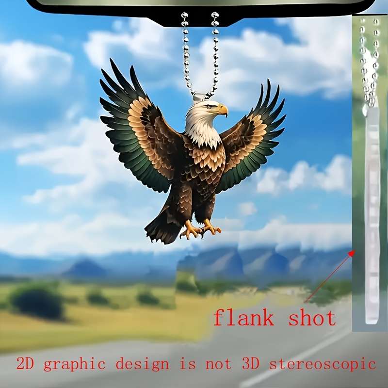 1pc 2D Flat    White Eagle Flat acrylic car pendant stylish home decor pendant bag and keych