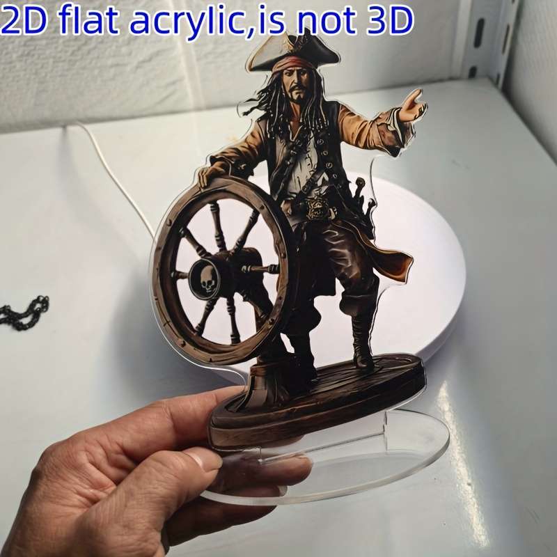 1pc 2D Flat   Bohemian Nautical  Acrylic Ship Wheel Desktop Decoration 12.7x17.78 cm Pi