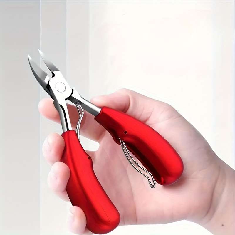 1pc Modern Stainless Steel Eagle Beak Precision Toenail Clippers with Red Silicone Grip Odor-
