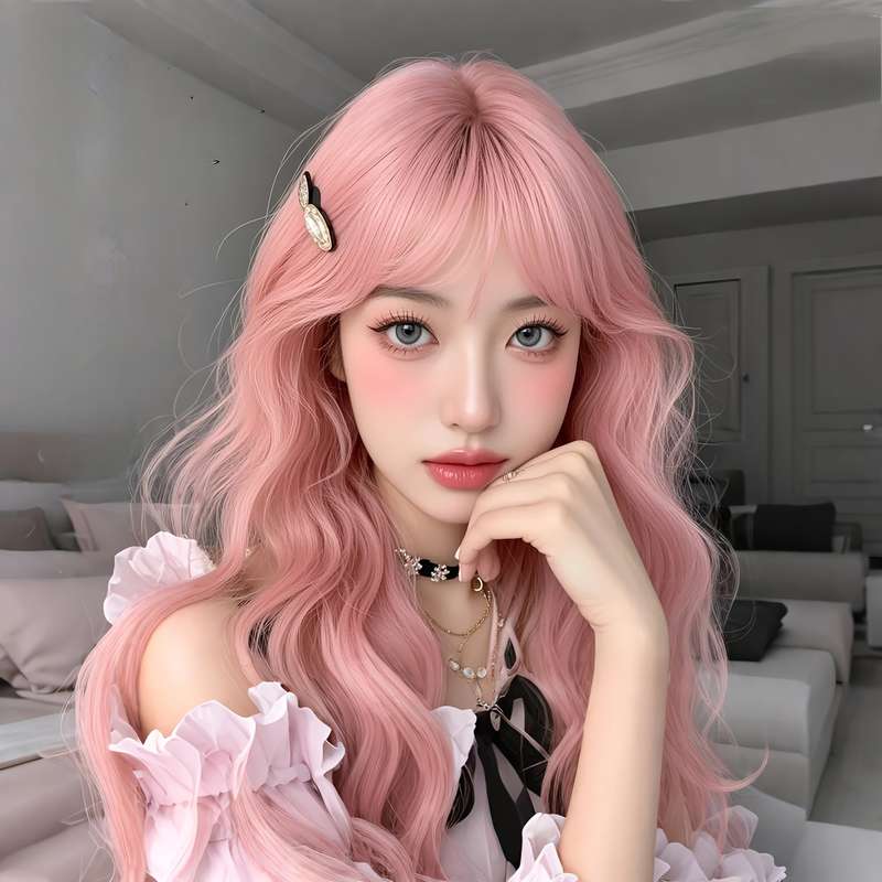 1Pc Pink Color 66.04cm Fashion Design Wig