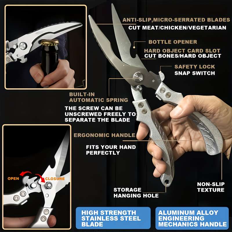 1pc One Heavy Duty Kitchen Scissors High Quality Stainless Steel Large Chicken Bone Scissors Shar