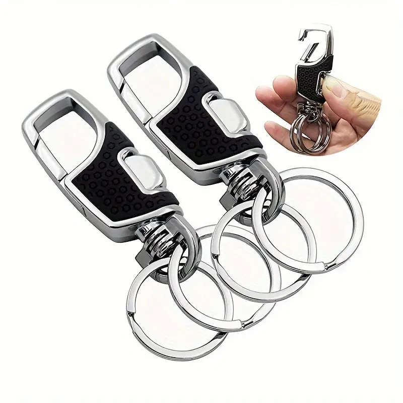 1pc Car Waist Hanging Keychain Creative Stainless Steel Hanging Buckle Couple High-end Key Ring Colo