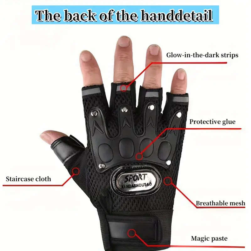 Non-Slip Half-Finger Sports Gloves for Outdoor Activities Durable Wear-Resistant Cycling Training