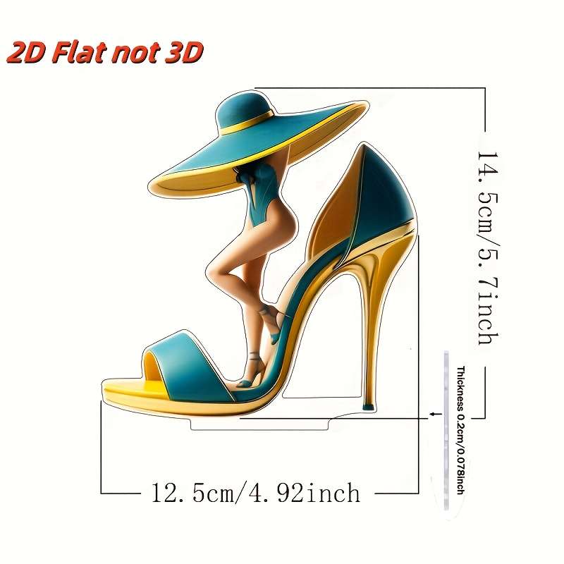 1pc 2D Flat    Elegant High Heel Acrylic Sign  Graphic Design Home Decoration Modern
