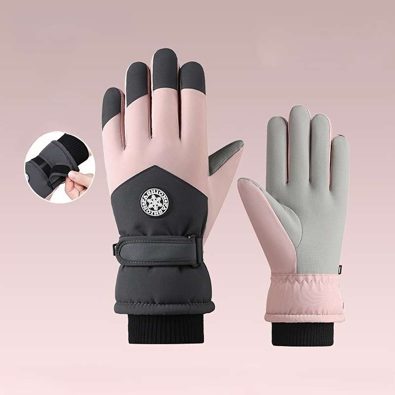 1 Pair Purple And White Warm Gloves