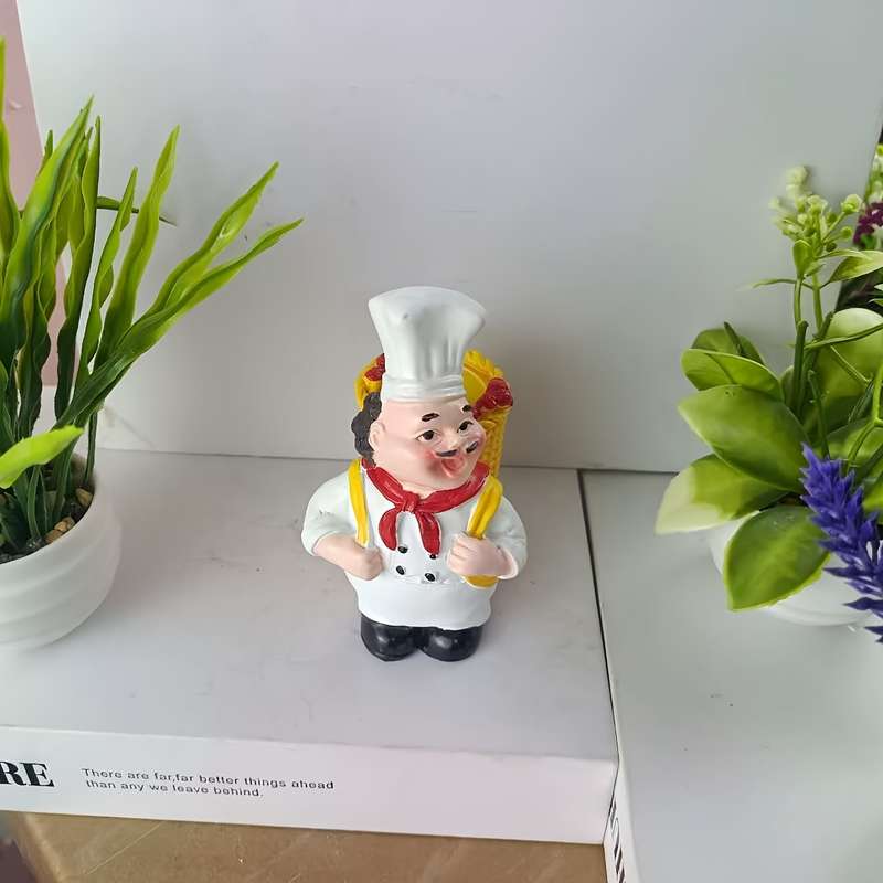1pc Chef Figurine Toothpick Holder ABS Resin Kitchen Decor with Basket Ideal for Hanukkah F