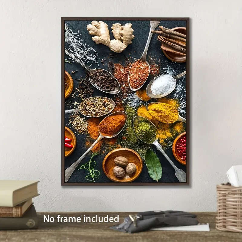 1pc Chic Spoon Dressing Canvas Art Print Frameless Oil Painting Poster for Living Room Bedroom Offic