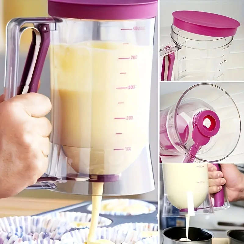 1pc Pancake Batter Dispenser with Handle Easy Pour Kitchen Gadget for Perfect Pancakes Cupcakes Waff