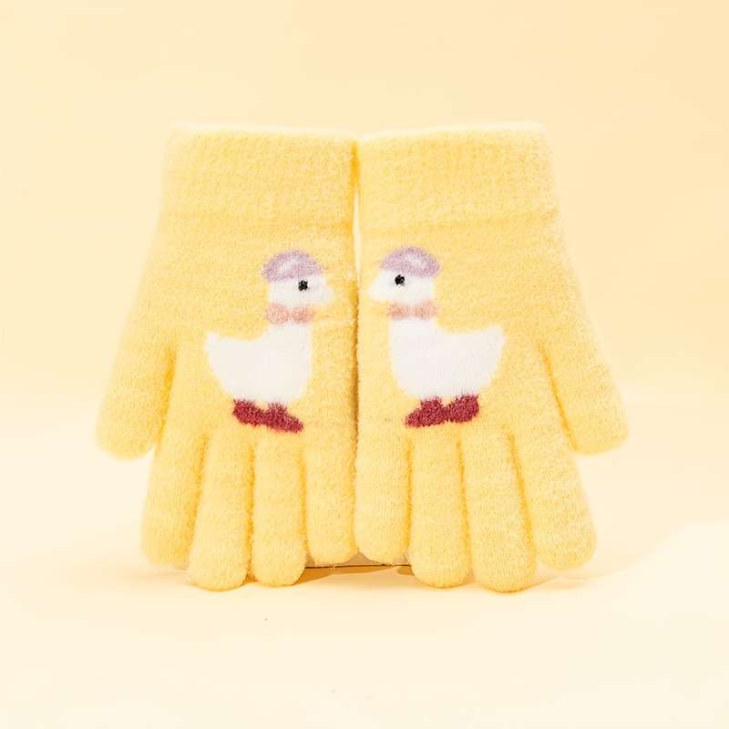 1 Pair Purple 6 To 12 Years Old Warm Gloves