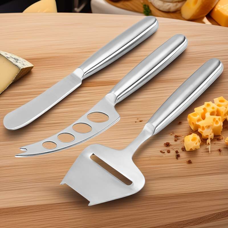 3pcs 1set Stainless Steel Cheese Knife Set Cheese Cutter Cheese Grater Multi-hole Knife Cut