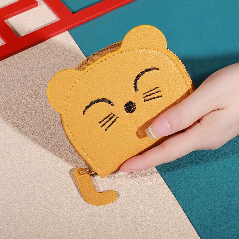 1pc Playful Touch Adorable Cartoon Cat Mini Wallet C Sweet Style Coin Purse with Multiple Card Sl