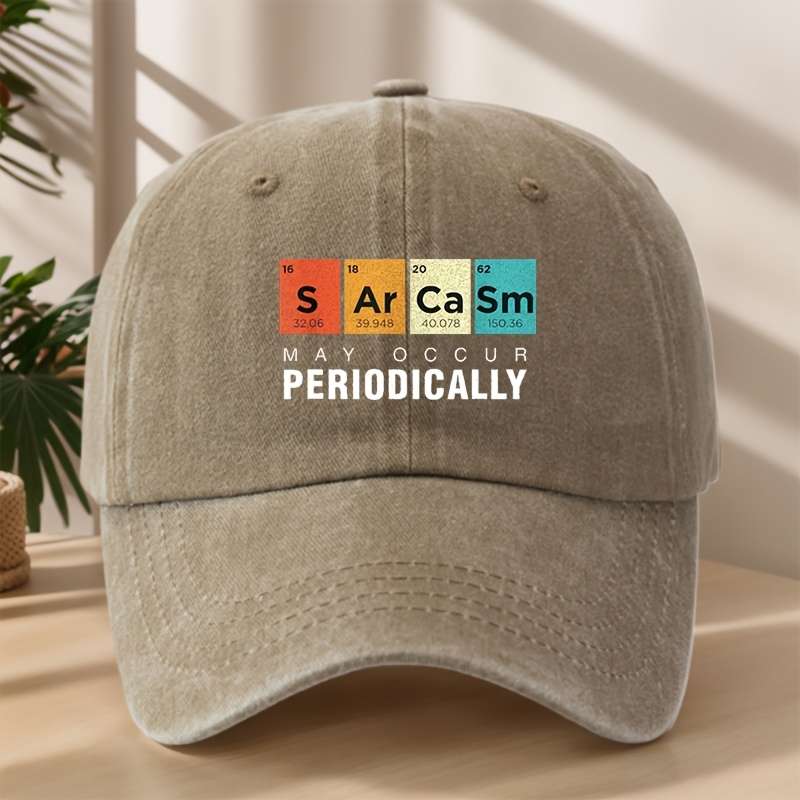 1pc PERIODICALLY Chemistry-Themed Baseball Cap Soft Vintage Washed Style with Adjustable Snapba