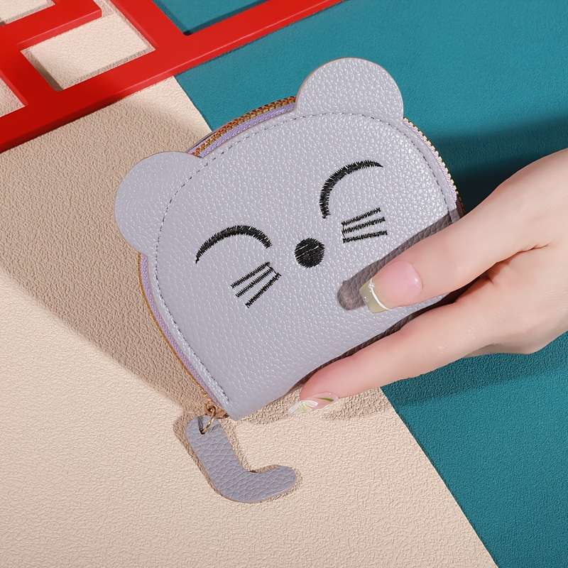1pc Playful Touch Adorable Cartoon Cat Mini Wallet C Sweet Style Coin Purse with Multiple Card Sl