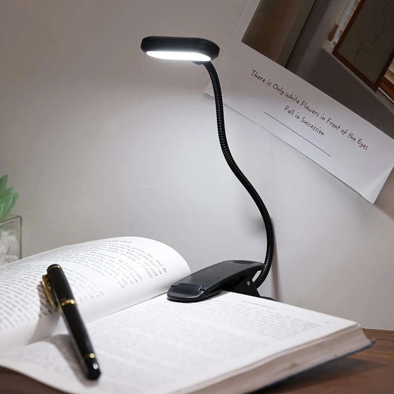 1pc Battery Power Portable Book Light With Clip Adjustable Arm Reading Light Night Reading Lamp Desk