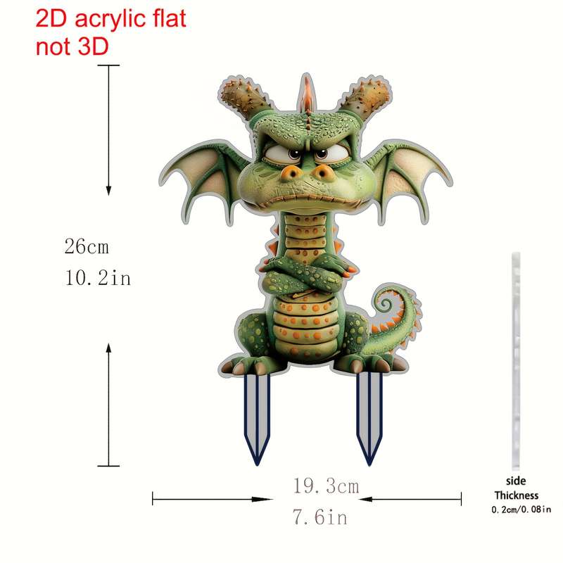1pc 2D Flat    plane acrylic green dragon garden logo 19.3x 25.91cm exotic style Thanksgiv