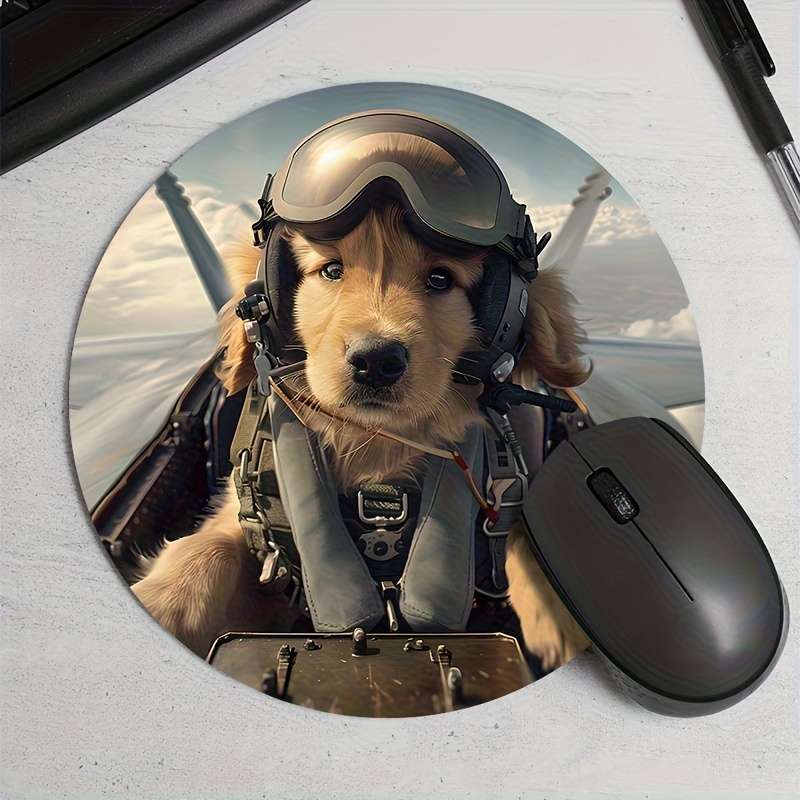 1pc Random Placement Print  Wide Angle Puppy Pattern Round Portable Mouse Pad Computer