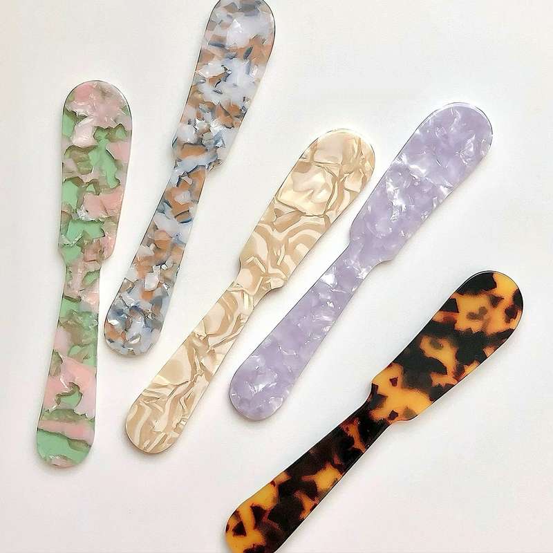 2pcs Acrylic Spoon and Butter Knife Set Shatter Resistant PMMA Kitchenware Light Purple Ivory