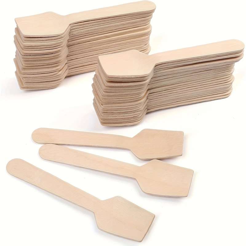 100pcs Elegant Mini Square Wooden Spoons 3.75 Perfect For Ice Cream Desserts Tastings