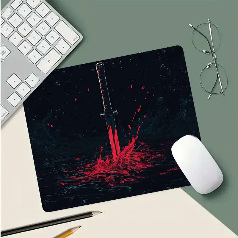 1pc 21x26cm Dark Blood Blade Deep Sea Pattern Mouse Pad Non-Slip Rubber Base