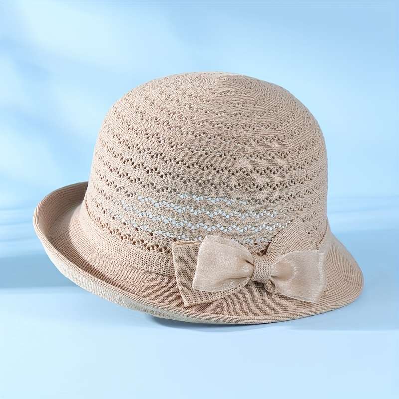 1pc Elegant Women'S Fedora Sun Hat Stylish Versatile Sun Protection Polyester Hand-Washable