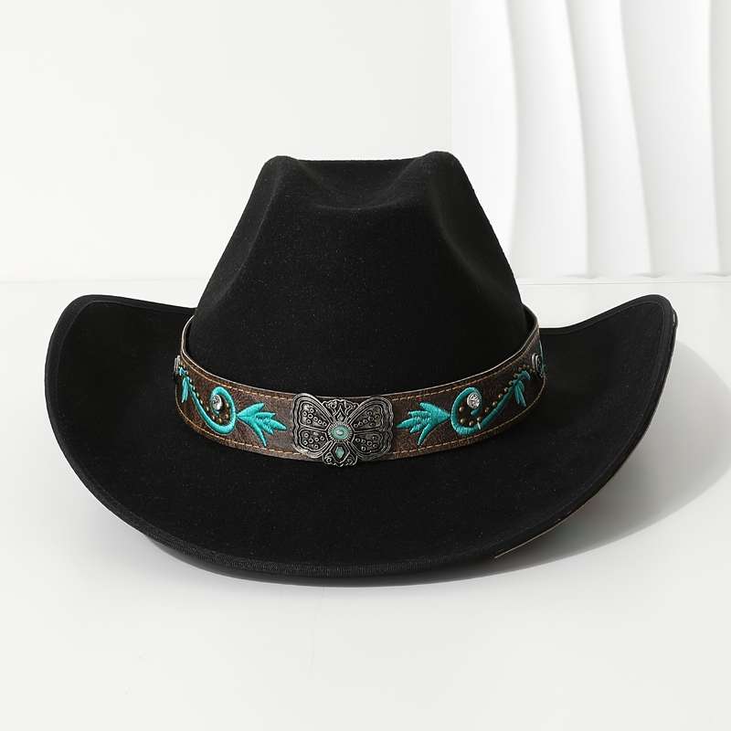 1pc Stylish Denim Hat with Embroidered Butterfly Design And Metal Studs Perfect for Dates Shoppin