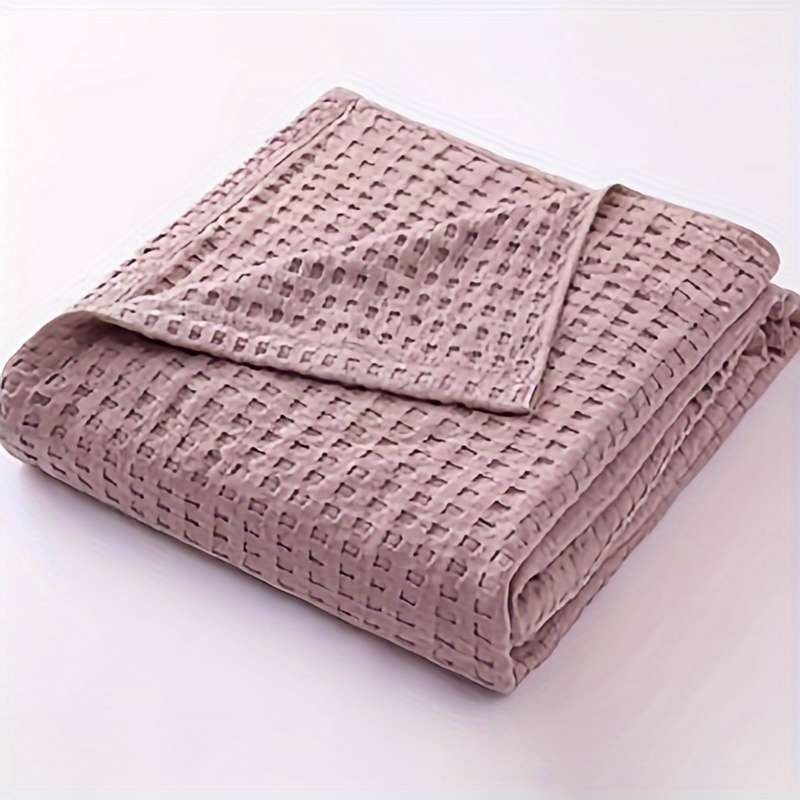 1ps Blanket Color Blue Camel Square Grid size 180x200cm