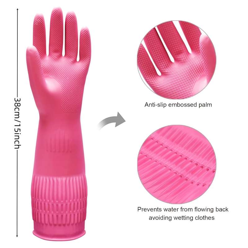 1 Pair Rose Red Size L Household Cleaning Gloves