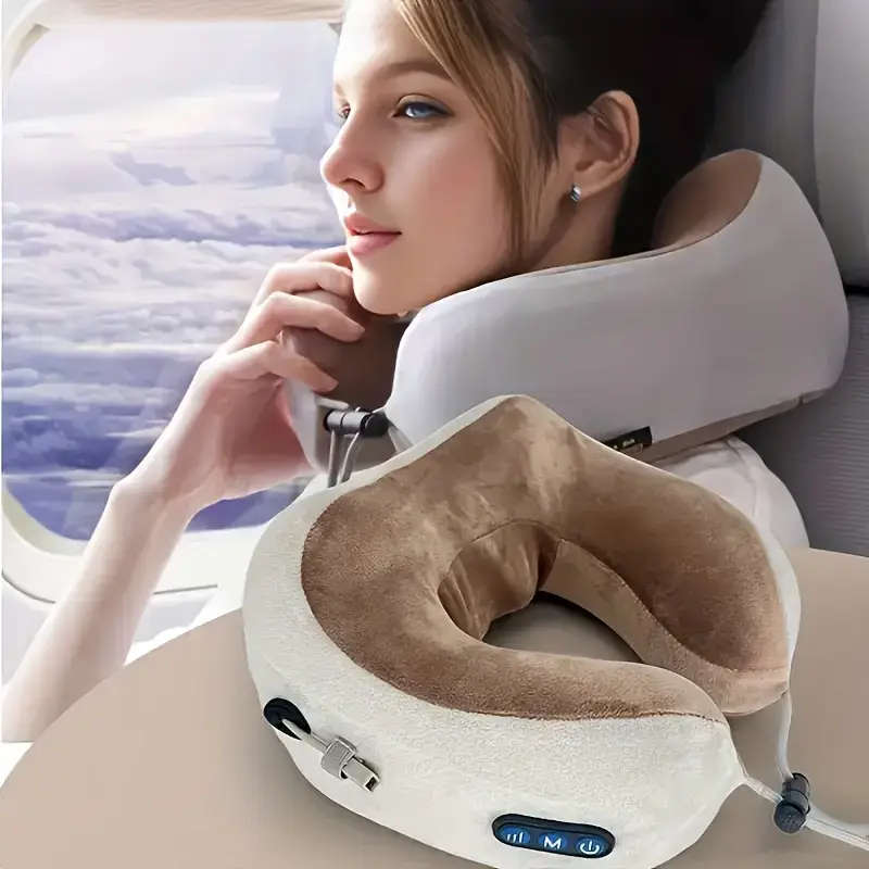 RelaxPro USB Rechargeable Electric Neck Massager with Adjustable Settings  Portable Support for Air