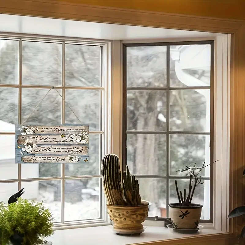1pc Inspirational Scripture Verses with Floral Wood Wall Art Ideal for Home, Living Room Bedroom Dec