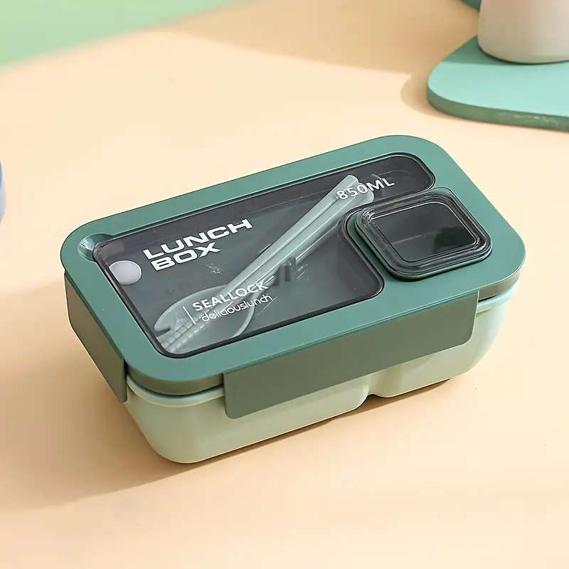 1pc Lunch Box Set Casual Style Bento Box with Dividers Microwave Dishwasher Safe Plastic Meal Prep C