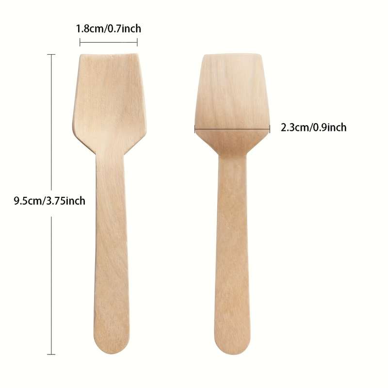 100pcs Elegant Mini Square Wooden Spoons 3.75 Perfect For Ice Cream Desserts Tastings