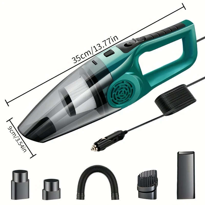 1pc Handheld Car Vacuum Cleaner 12V Strong Suction Power Portable Interior Dust Remover with Crevice