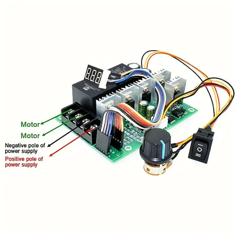 1pc 60A 0-100% Adjustable DC Motor Speed Controller with LED Digital Display PWM Regulator for 10V-2