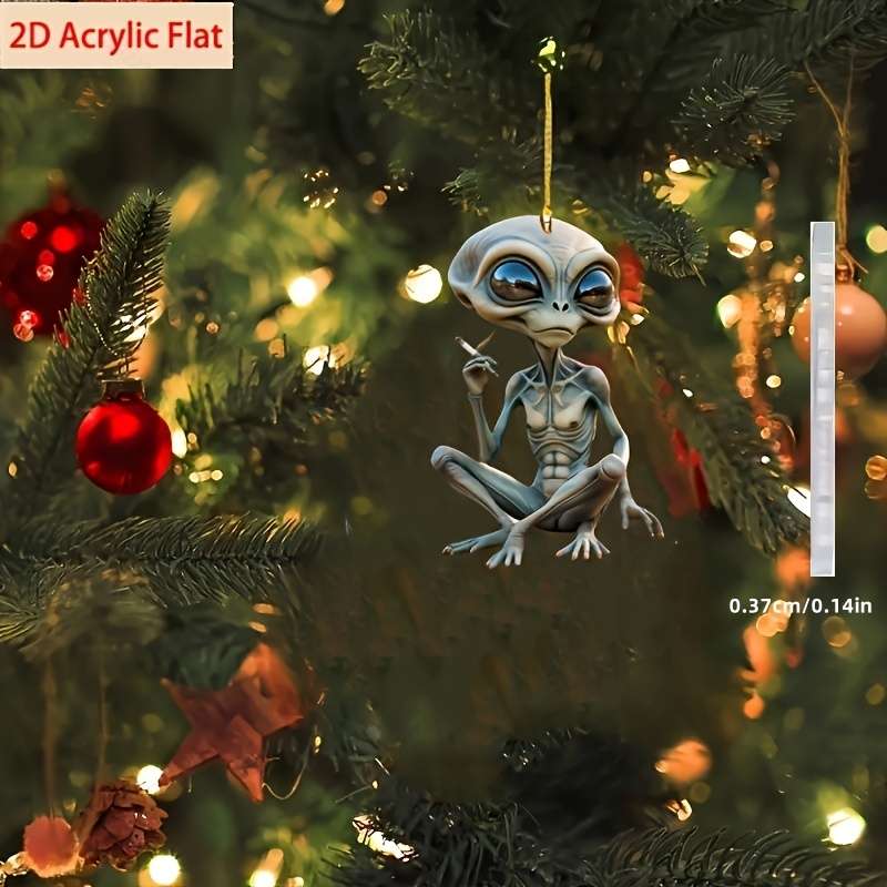 1pc 2D Flat   Cute Alien  Acrylic Car Hanging Decoration New Acrylic Material Keychain