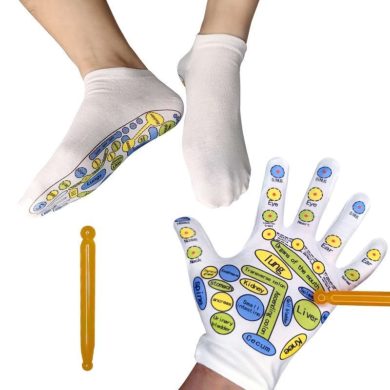 1 Pair Of Short Massage Socks Of Gloves And 1 Massage Stick  Socks
