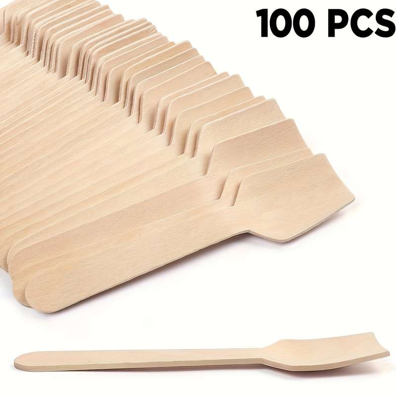 100pcs Elegant Mini Square Wooden Spoons 3.75 Perfect For Ice Cream Desserts Tastings
