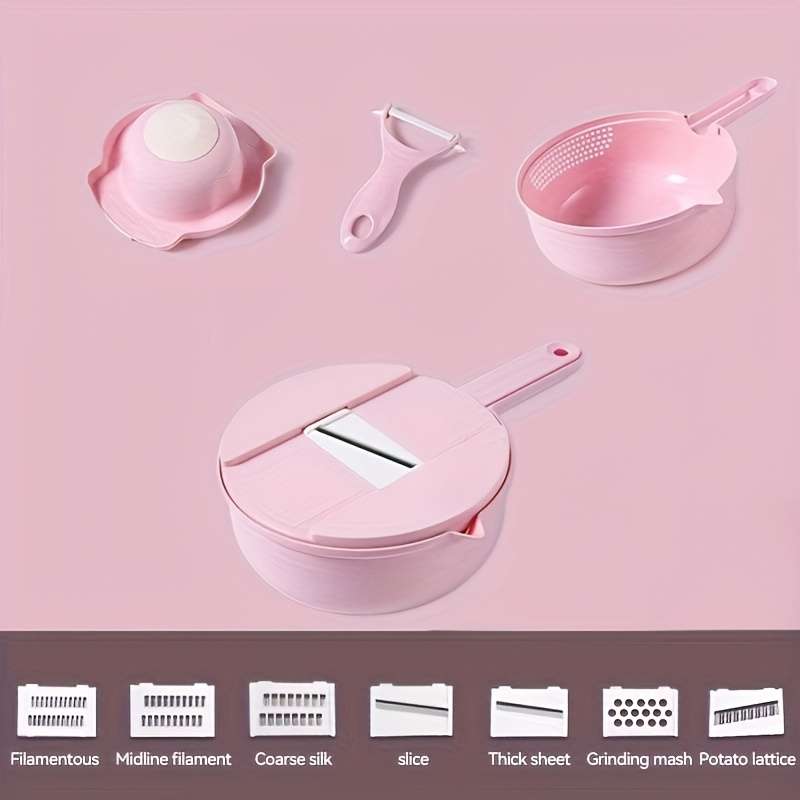 1pc Commercial Grade Stainless Steel 9pcs Set of Vegetable Shredders and Slicers Multifunctional V