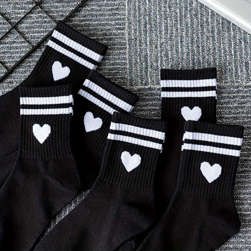 6 Pairs Black One Size High Elastic Socks