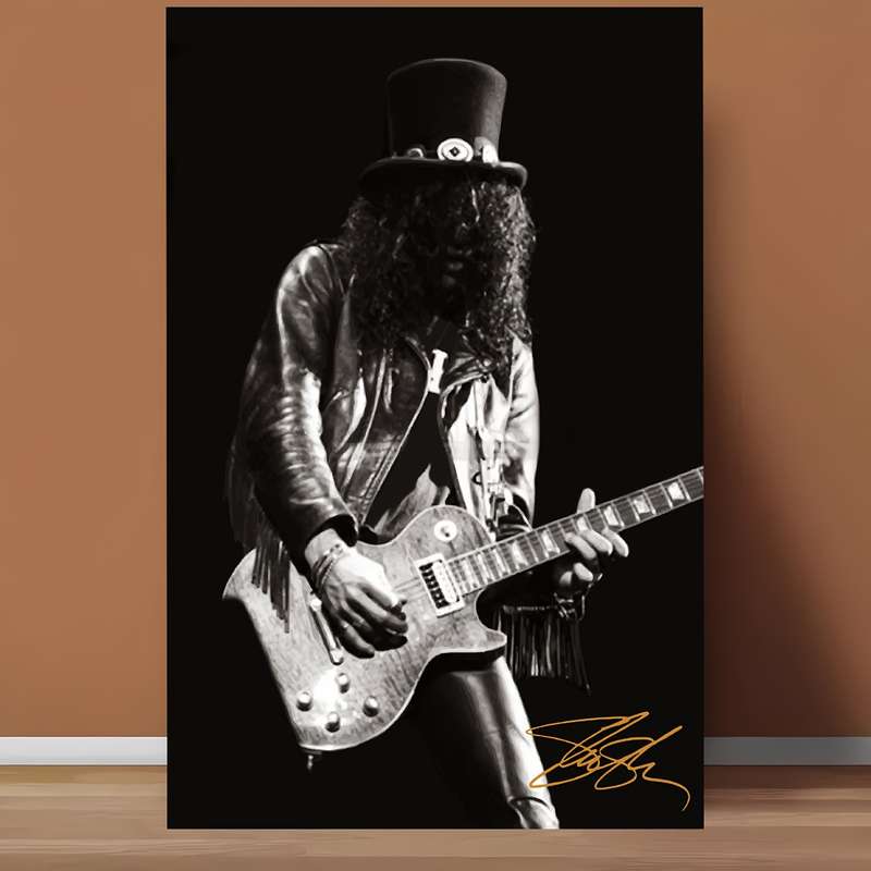 1pc Slash HD Canvas Print Poster Iconic Guitarist with Top Hat Frameless Wall Art for Living Roo