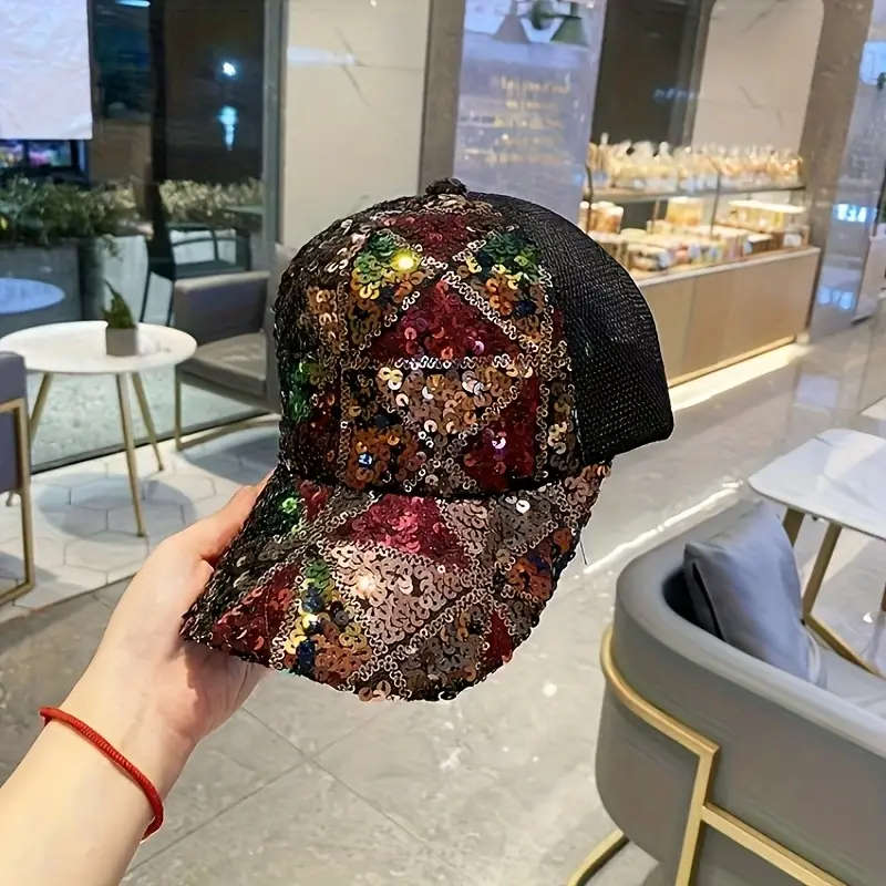 Women's Colorful Sequined Baseball Cap